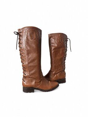 Hunter Brown Leather Tall Riding Boots Womens Size 10 Knee High Preppy